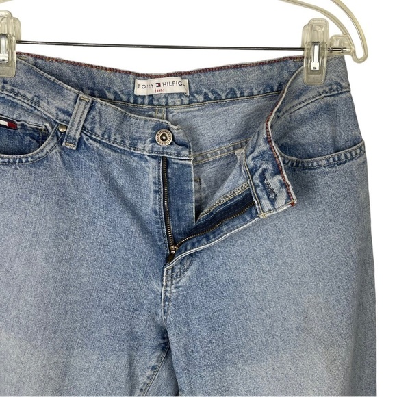 TOMMY HILFIGER Y2K VINTAGE LIGHT WASH FADED COTTON DENIM BLUE BOOTCUT JEANS - Picture 9 of 15